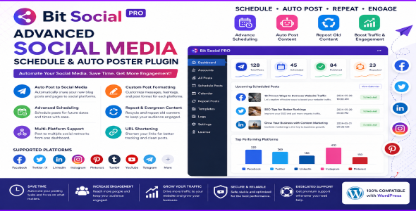 Bit Social PRO Advanced Social Media Schedule & Auto Poster Plugin 1.13.7