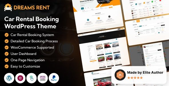 Dreams Rent Car Rental Booking Management WordPress Theme 1.0.4